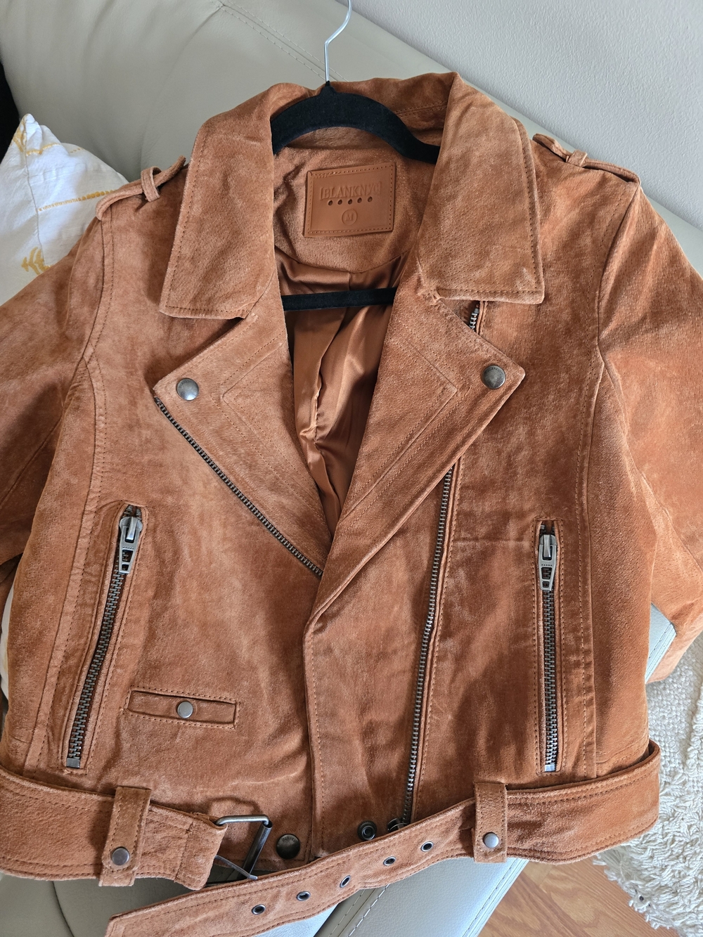 Blank NYC Suede Moto Jacket - Rust Orange. BLANKNYC Denim Morning Suede - Picture 7 of 15